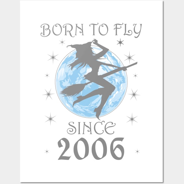 BORN TO FLY SINCE 1932 WITCHCRAFT T-SHIRT | WICCA BIRTHDAY WITCH GIFT Wall Art by Chameleon Living